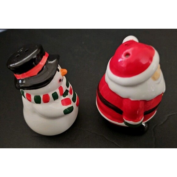 Charming Ceramic Christmas Santa & Snowman Salt & Pepper Shakers - Holiday Decor - Picture 8 of 9